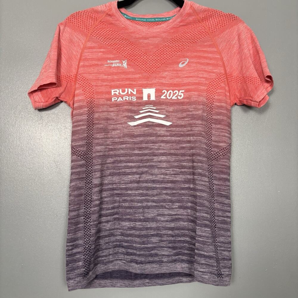 2025 Paris Matathon Women’s Shirt Sleeve ASICS Participation Shirt Top Abbott M
